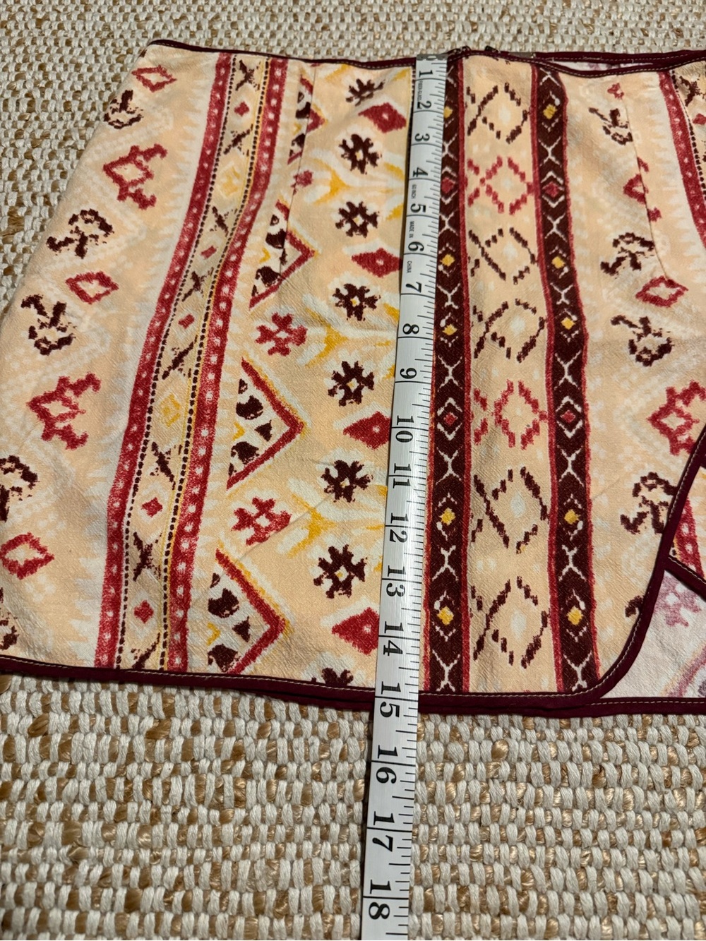 Free People Women’s Wrap Skirt in Cream and Maroon - Picture 7 of 8